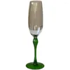 ワイングラス2PCSビンテージグリーンゴブレットシャンパンガラス透明なクリスタルホーム装飾ウェディングパーティードリンクウェアカップルカップ250ml