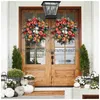 Decorative Flowers Wreaths Fall Peony And Pumpkin Wreath For Front Door Home Farmhouse Decor Festival Celebration Thanksgiving Dro Otor1