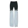 Jeans da donna Momoluna Women Two Tone Patchwork Denim Hybrid Flare Pantaloni Leg Pants 230223