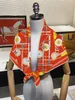 Dams Scarf Orange 90*90 cm stor fyrkantig designer flerfärgad huvudduk med en mängd olika Suspender Bib Belly Pocket French Favorite