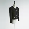 Chaquetas para mujer Diseñador Botón de un solo pecho Corto para mujer Vintage Elegante Negro O Cuello Tweed Prendas de abrigo Abrigo de mujer Ropa de invierno 230223