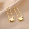Hoop Earrings Gold Color Lock For Women Sainless Steel Small Long Safety Pin Minimalist Jewelry Wedding Gift Pendientes