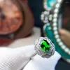 Cluster Rings Luxurious Big Thick Round Natural Green Diopside Gem Ring S925 Silver Gemstone Women Girl Party Gift Fine Jewelry