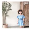 Kledingsets 2 stks mode mode baby girl's off schouderset casual denim all-match korte mouwt tops rok outfits pak