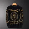 Men's TShirts High end boutique fashion jacquard sweater men's autumn and winter thickened warm pullover trend style top 230223