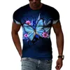 T-shirts pour hommes Mode d'été Insecte Papillon Graphique T-shirts pour hommes Casual 3D Imprimer Tee Harajuku Personnalité Col rond Top à manches courtes 022223H