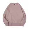 Herrtröjor avslappnade män pullover jacka o-hals solid rosa nack mode höst vinter bomull långärmad streetwear