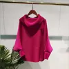 Blusas de mujer Camisa Miyake Pliegue plisado Primavera Color sólido Solapa superior Suelta Tamaño grande Mangas de murciélago Diseñador Polo Collar Ropa estética 230223