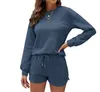 Kvinnors hoodies plus storlek Tracksuits Sweatshirts Autumn Fashion Home Wear Wear Womens Casual Long Sleeve Pullover Top Loose Shorts Set Two Piece