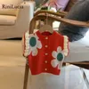 Waistcoat Rinilucia Autumn Toddler Baby Girl Sticked Vest Coat Kids Flowers Ruffle Fashion Girls Outwear Sleevveless Cardigan 230222