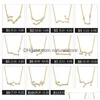 Naszyjniki wiszące koreańskie 12 Znak Zodiak Bling Cubic Zirconia CZ Fake Diamonds Constellation Gold Sier Chains for Women Jewelry Gift Dhgd2