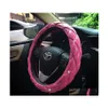 يغطي عجلة القيادة Aumohall Car Er للرجال Girls Gift Shinny Crystal Black/Pink/Red Pu Leather Associory 38cm 15 Drop Deliver