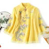 Etnik Giyim Kadın Geleneksel Çin Qipao Üst Çiçek Baskı Hanfu Cheongsam Kadın Elegant Oriental Tang Suit Bluz