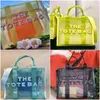 Designer Small Bag With M See-through Mesh J And Leather Outer And Lining Brands Macaron Candy Color Handbag Mesh Alphabet Portable Summer Bag 230618