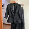 Two Piece Dress Designer Vintage Elegant 2 Pcs Set Plaid Suit Coat Mesh Skirt Women Office Work Women's 230222