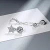 Boucles d'oreilles pendantes asymétriques exquises, pendentif en zircone 5A, longue étoile, lune, cristal plaqué argent, goutte, bijoux à la mode pour femmes