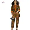 Autumn African Pak For Women Print Wax plus maat 2 stuk van top- en broeksets Fashion Women African Clothing WY4143