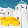 2023 Santorini Sexy Evening Prom Dress Gold Open Back Split Long Train Abiti da festa Fotografia Abendkleider Robe De Soiree