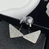 Shiny Crystal Triangular Studs Rhinestone Hoop Earrings Brand Letter Diamond Earring Designer For Women With Box Birthday Gift