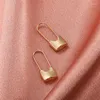 Hoop Earrings Chic Exaggerated Lock Pendant For Women Gold Silver Color Geometric Padlock Buckle Ear Rings Jewelry Gift