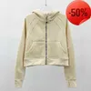 Giacca da donna con cappuccio e zip intera spazzolata Abbigliamento sportivo LU-98 Abiti da yoga Cappotto da corsa con cappuccio da allenamento con tasche Fleece all'aperto63