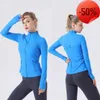 Align LU-01 Women's Yoga long sleeves Jacket Solid Color Nude Sports Shaping Waist Tight Fitness Loose Jogging Sportswear Fashion trend 241