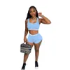 Designer Summer Solid Short T-shirt shorts Twee-delige pak met één rijs met een borte gewas tank Top Vest Tracksuits Sportswear 9330