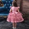 Flickans klänningar 2022 New Baby Girl Kids Cake Wedding Ceremony Dresses Teenage Girls Dress Children's Clothing Party Elegant Princess Long Tulle Z0223