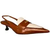 ارتداء أحذية نساء عالية الكعب منخفضة الكعب ديكور المعادن ألوان مختلطة الصنادل مصمم العلامة التجارية الرجعية للإناث 230223