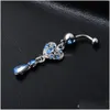 Navel Bell -knappringar D0349 4 Färger Hjärtstil Belly Body Piercing Smycken Dingle Accessories Fashion Charms10pcs/Lot DHGARDEN DHX5N
