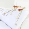 Boucles d'oreilles pendantes chaîne dorée pendentif rouge blanc arbre de noël coloré canne en bonbon et cloche incrusté de Zircon pour les femmes cadeaux