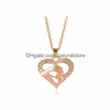 Pendant Necklaces Fashion Hand In Mom Crystal Love Heart Shape Gold Sier Chains For Women Mothers Day Jewelry Gift Drop Delivery Pend Dhtfi