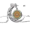 Anhänger Halsketten Mode Indische Mandala Blume des Lebens Hohl Geschnitzte Halbmond Cabochons Glas Mondstein Halskette Für Frauen Dro Dhzd5