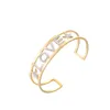 Bracelet lettres d'amour en acier inoxydable pour femmes, cadeau féminin coloré blanc pierre CZ, accessoires de bijoux à main ouverte