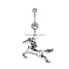 Navel Bell Button Rings D0189 Clear Elephant Belly Ring Drop Delivery Jewelry Body Dhgarden Dhpau