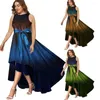 Casual Kleider Plus Größe Stern Druck Spitze Bogen Unregelmäßige Swing Kleid Frauen Ärmellose Elegante O Neck Vestido Party mit Gürtel 5XL 4XL