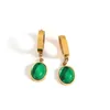 Boucles d'oreilles cerceaux Métal de pierre verte ovale pour les femmes Golden en acier inoxydable Pendientes bijoux tendance 2023