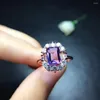 Cluster-Ringe, natürlicher echter Amethyst-Ring, 925er Sterlingsilber, 6–8 mm, Edelstein für Männer oder Frauen, edler Schmuck