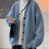 Camisolas masculinos Vneck Cardigan Sweater Men e Women Use Loose Lazy Style Lazy Korean Vintage Knitwear Jacket Moda