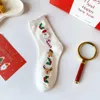 Kvinnors strumpor söta jultecknad bomulls bomull rolig älg snögubbe jultomten tryckt sox för flickor pojkar kawaii gåvor av