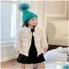 Down Coat Baby Designer Clothes Brother Sister Kids Clothing Boys And Girls Childrens Two Color Take Weaters Knitted Fake Hooded Chu Dhd71