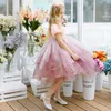 Abiti da ragazza Summer Baby Kids Ball Gown Princess Dress Girl Birthday Party Wedding Tutu Custome Pink Paillettes Puff Sleeve Sweet Children Dress Z0223