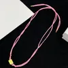 Pink Solitaire Halsband Kvinnor Justerbart rep Pendant Halsband Små söta armband för Lady