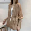 Damskie garnitury Blazers Kobiety Blazery odporne na słońce Summer Sheer Fashion Casual Korean Style Oddychający przytulny, całkowicie meczowy elegancki biuro kobiece 230223