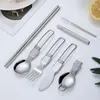 Ensembles de vaisselle Ustensiles de maison pour accessoires de cuisine Ensemble de casseroles de cuisine en plein air Cadeau Steak Couverts en acier inoxydable Cuillère de luxe portable