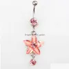 Navel Bell -knappringar D0348 Blommor Belly Ring Mix Colors Drop Leverans smycken Body DHGARDEN DHM1O