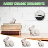 Party Decoration White Ceramic Bunnies Home Tabletop Bookshelf Easter Decorations Bunny Microlandscape Ornament For Garden Backyard Decor Crafts Y2302