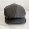 Bérets angleterre 2023 hommes cuir chapeau hiver mâle chaud Protection casquette véritable papa en gros loisirs os