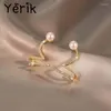 Stud Earrings Yerik White Imitation Pearl Women Cartilage Ear Cuff Shiny Rhinestone Clip Wedding Engagement Jewelry