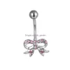 Navel Bell Button Rings D0203 Bowknot Belly Stud Mix Colors Drop Delivery Jewelry Body DHGARDEN DH1WC